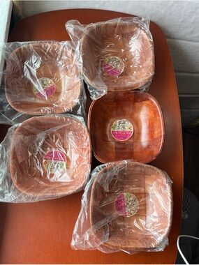 Set of 5 Vintage 70s Wicker Salad Candy Dish Made in Taiwan 3 for $1 Woolworths